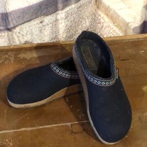 wool clogs with cork soles